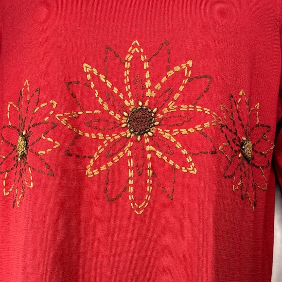 The Look Randolph Duke Rustic Orange Embellished Beaded Silk Sweater Top Plus 1 - Picture 4 of 12
